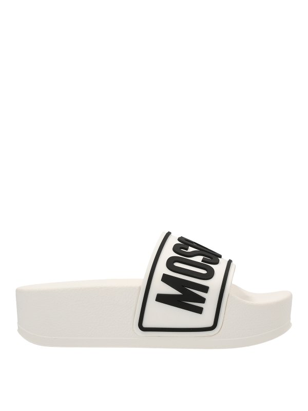 MOSCHINO: flip flops - Logo platform slides