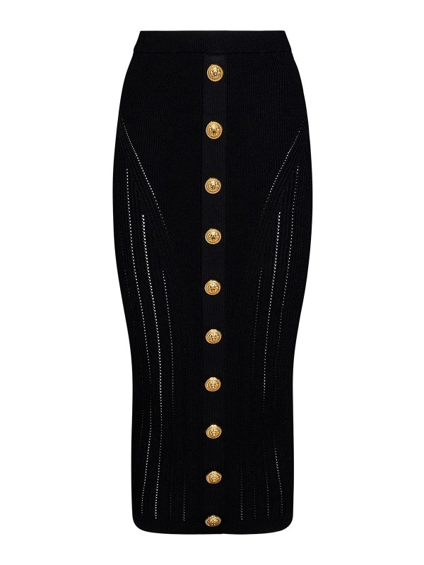 Balmain: ニーレングススカート＆ミディ丈 - 膝丈/ミディスカート - 黒