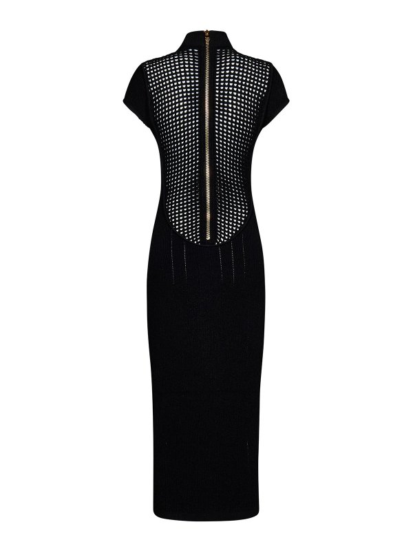Balmain: maxi dresses online - Black ribbed viscose knit midi dress