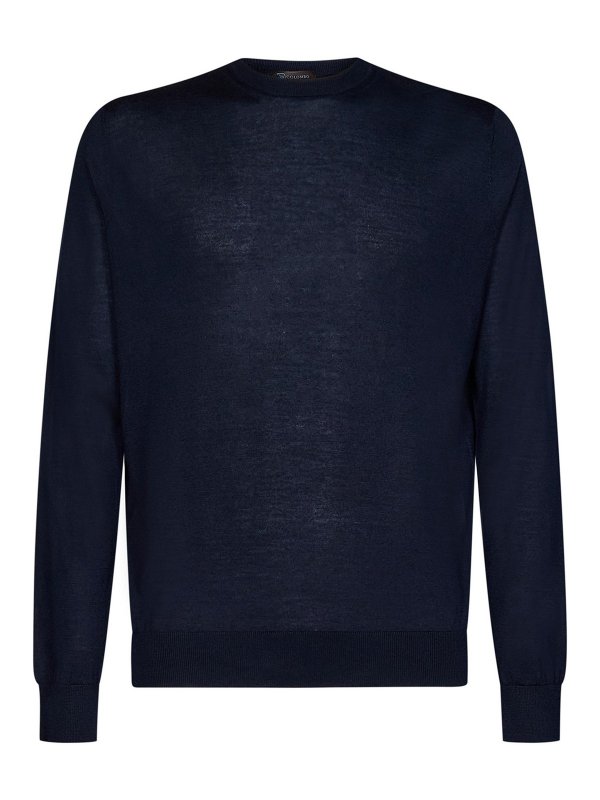 COLOMBO: Strickpullover mit Rundhalsausschnitt - Rundhalspullover - Blau