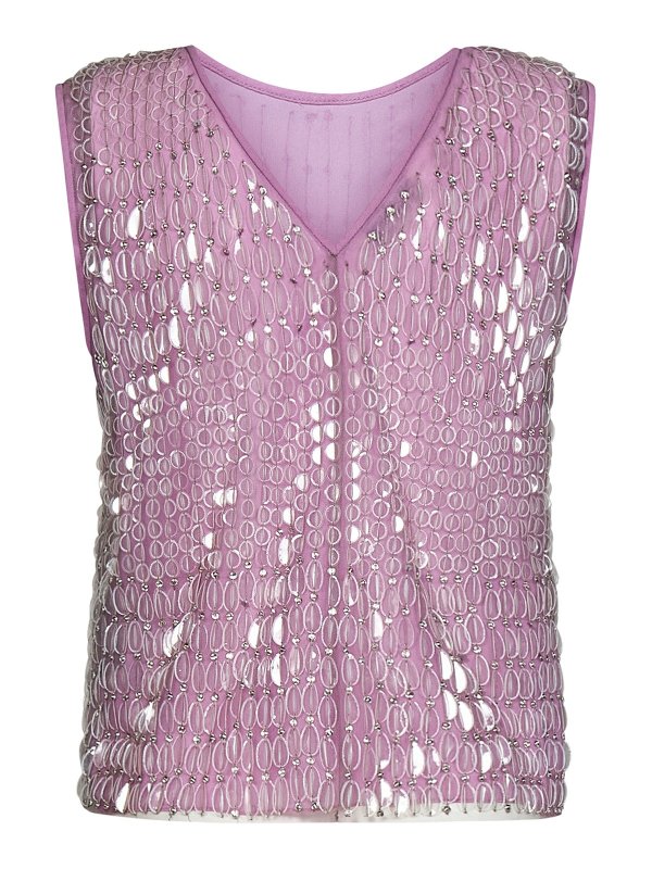 EMPORIO ARMANI: Tops & Tank tops online - Lavender tulle top