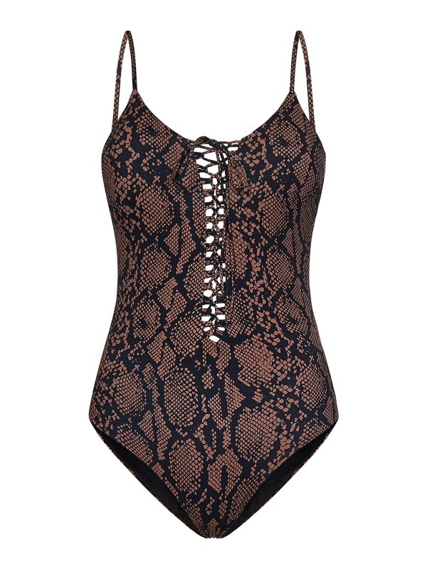 FISICO: one-piece - Cocoa and black one-piece python-pr