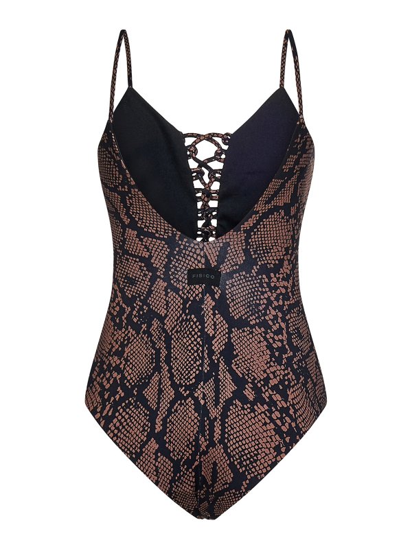 FISICO: one-piece online - Cocoa and black one-piece python-pr