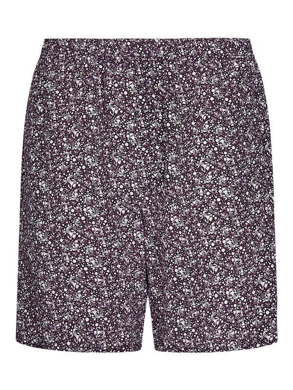 Mauro Grifoni: Trousers Shorts - Grape-colored silk shorts