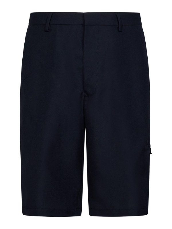 LARDINI: Trousers Shorts - Blue  wool blend canvas bermuda shorts