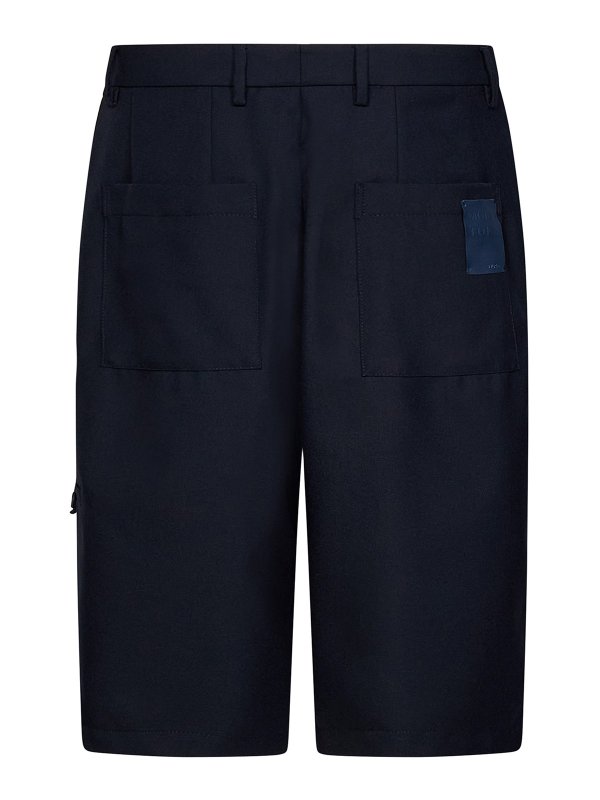 LARDINI: Trousers Shorts online - Blue  wool blend canvas bermuda shorts