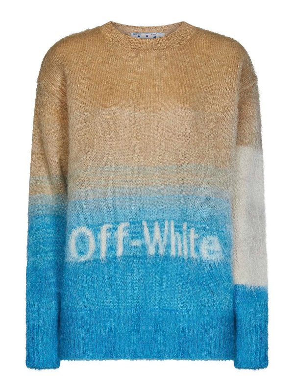 OFF-WHITE: Suéteres con cuello pico - Suéter Cuello Redondo - Beis