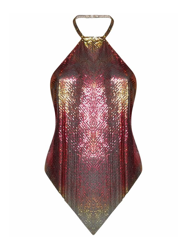 PACO RABANNE: Tops & Tank tops - Multicolor gradient-effect pixel alum