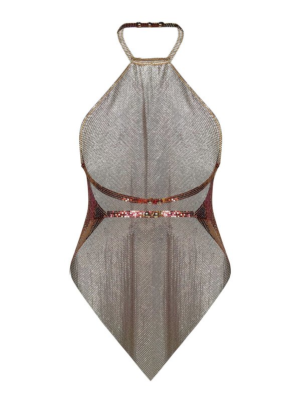 PACO RABANNE: Tops & Tank tops online - Multicolor gradient-effect pixel alum