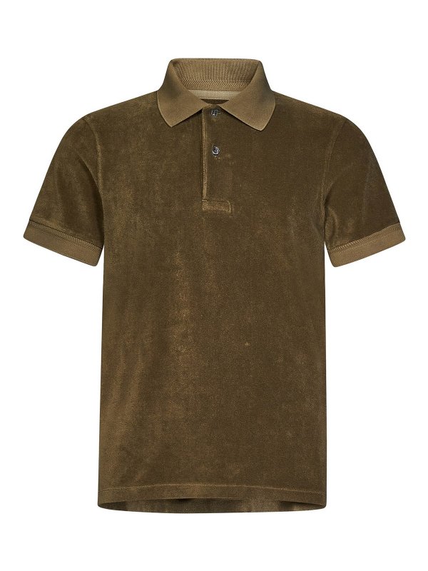 TOM FORD: polo shirts - Olive green cotton blend polo shirt