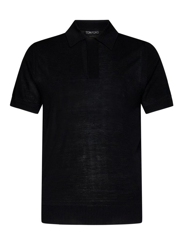 TOM FORD 黒 ポロシャツ TOM FORD トム・フォード ショートスリーブ ポロシャツ | ブラック