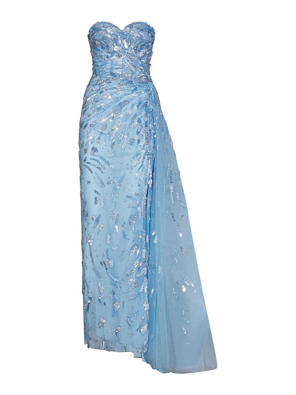 ZUHAIR MURAD: イブニングドレス - 膝丈/ミディスカート - ブルー