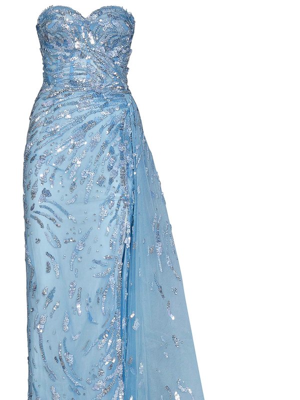 iKRIX ZUHAIR MURAD: イブニングドレス - 膝丈/ミディスカート - ブルー