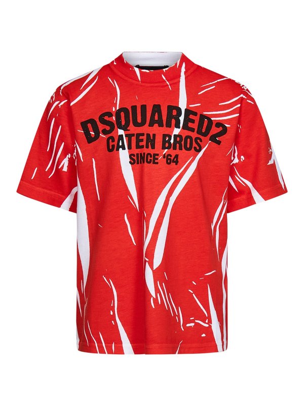 DSQUARED2: t-shirts - Unisex red cotton t-shirt for kids