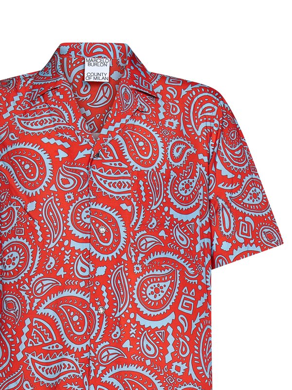The Best Shops Marcelo Burlon County Of Milan: shirts - Red hawaiian shirt