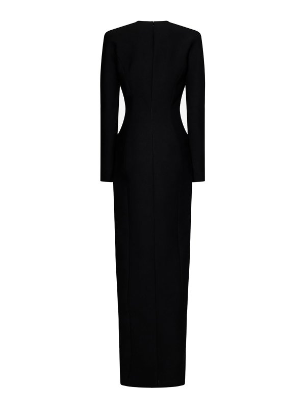MÔNOT: evening dresses online - Black crepe long-sleeved maxi dress