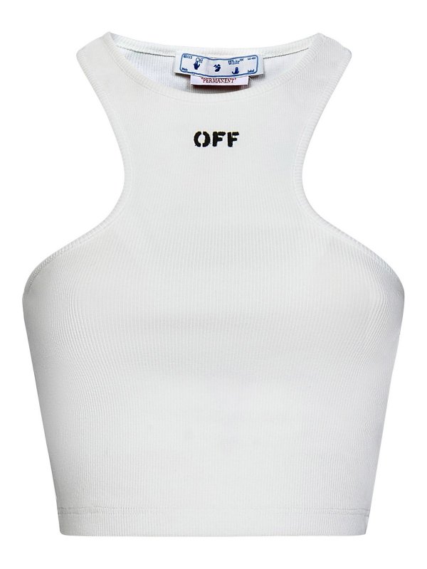 OFF-WHITE: Top e canotte - Canotta corta bianca