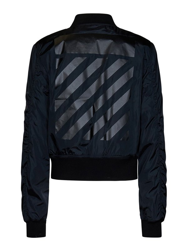 OFF-WHITE: bombers online - Black nylon padded bomber jacket
