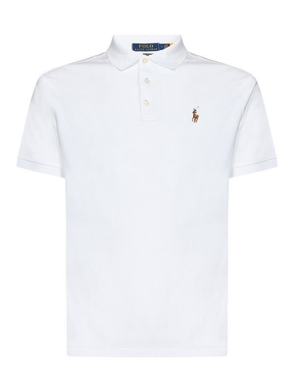 POLO RALPH LAUREN: polo shirts - white  custom slim-fit polo shirt