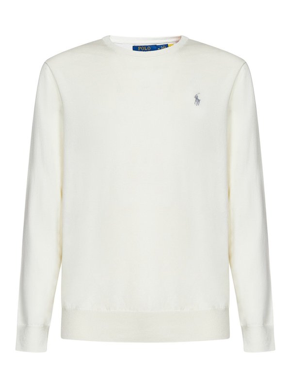 POLO RALPH LAUREN: Strickpullover mit Rundhalsausschnitt - Rundhalspullover - Weiß