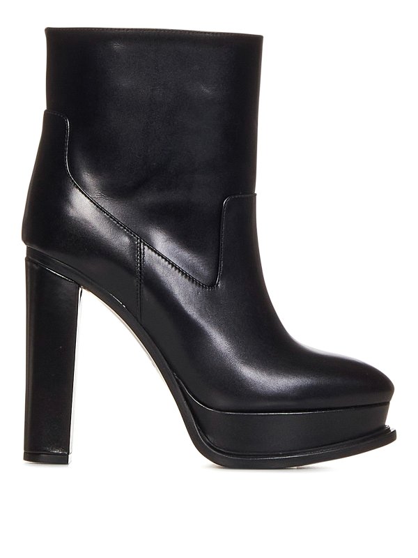 ALEXANDER MCQUEEN: ankle boots - Black slip-on calf leather ankle boots