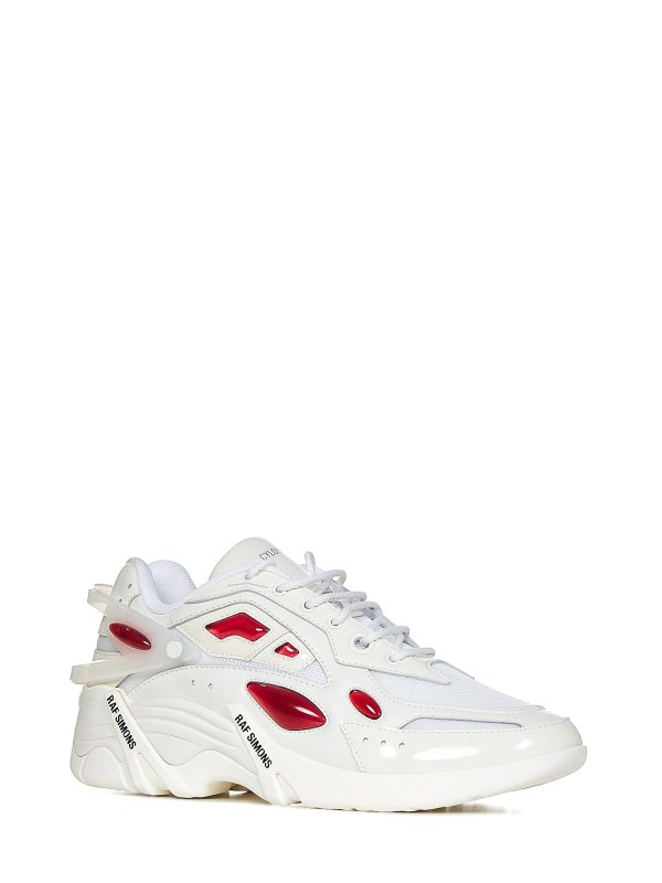 RAF SIMONS: trainers online - White low-top leather and mesh sneakers