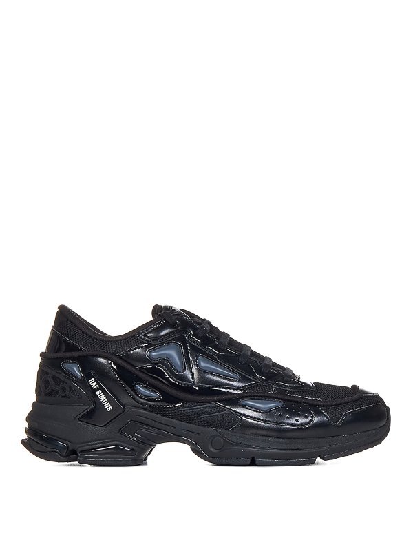 RAF SIMONS: trainers - Black low-top mesh and eco-leather sneakers