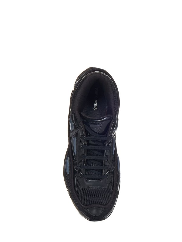 Black low-top mesh and eco-leather sneakers shop online: RAF SIMONS