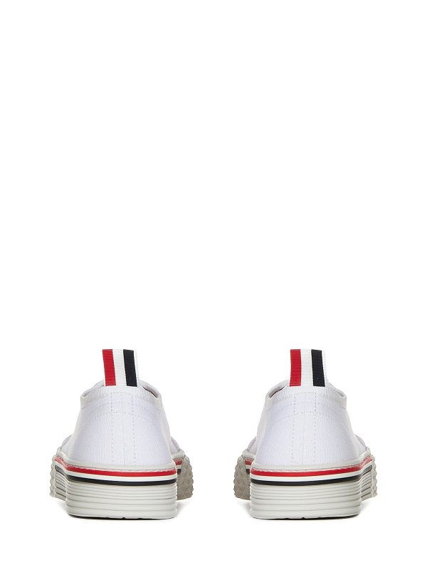 The Best Shops THOM BROWNE: trainers - Low-top white cotton canvas sneakers