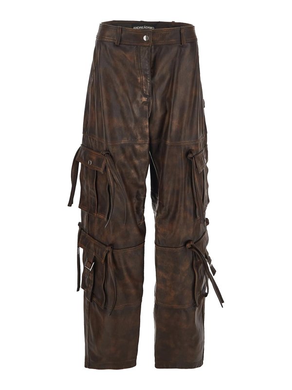 ANDREĀDAMO: leather trousers - Leather Casual cargo trousers