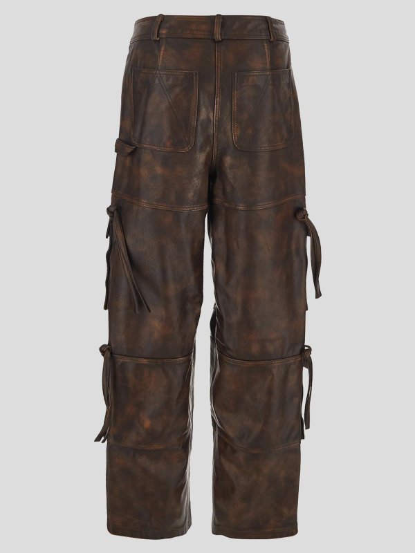 ANDREĀDAMO: leather trousers online - Leather Casual cargo trousers