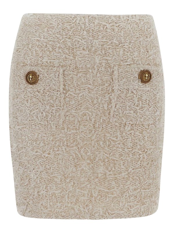 Balmain: Knielange und Midi Röcke - Midirock - Nude