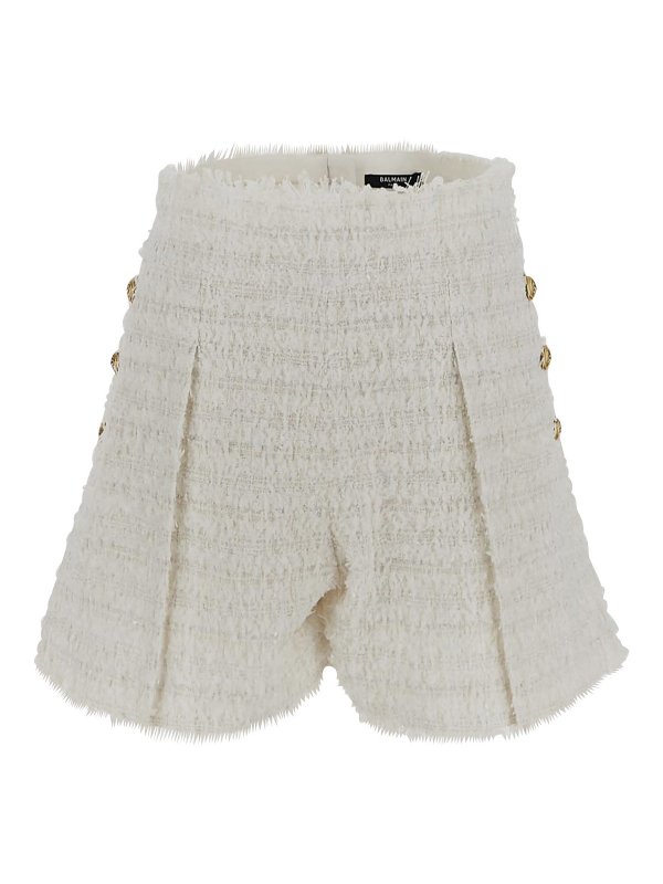 Balmain: Shorts - Jean Évasé - Blanc