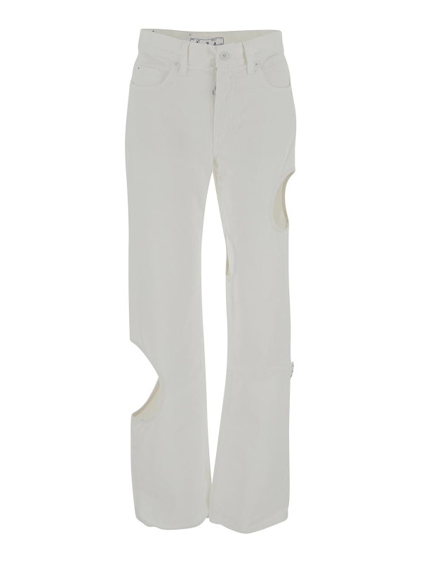 OFF-WHITE: ストレートジーンズ - ストレートジーンズ - 白