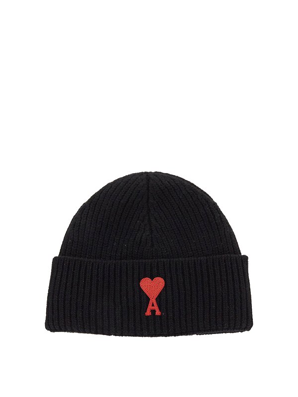 AMI PARIS: ニットキャップ - ビーニー帽 - 黒