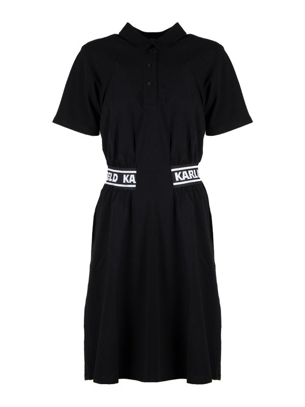 KARL LAGERFELD: knee length dresses - Pique polo dress