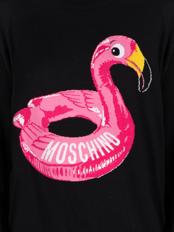 MOSCHINO: Strickpullover mit Rundhalsausschnitt online - Rundhalspullover - Schwarz