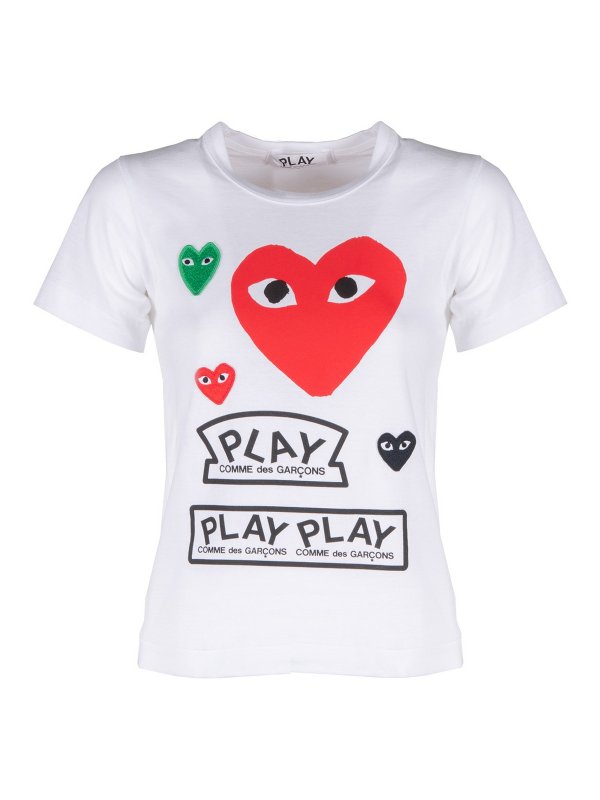 T shirts Comme des Garcons Play Women multilogo and heart tee AZT2791