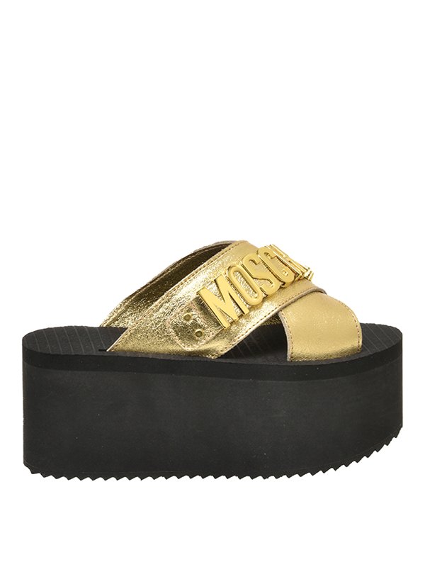 MOSCHINO: Sandales - Mules - Or