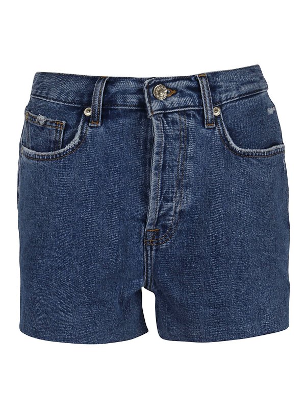 7 FOR ALL MANKIND: トラウザーショーツ - ショートパンツ - ブルー