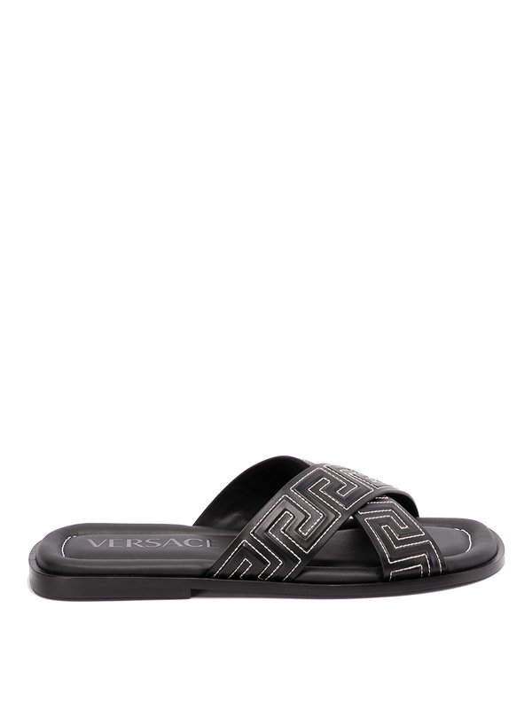 VERSACE: flat shoes - Greca flat sandals