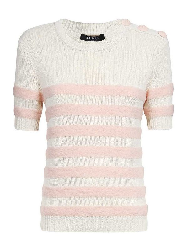 Balmain: Pull col rond - Pull Col Rond - Blanc
