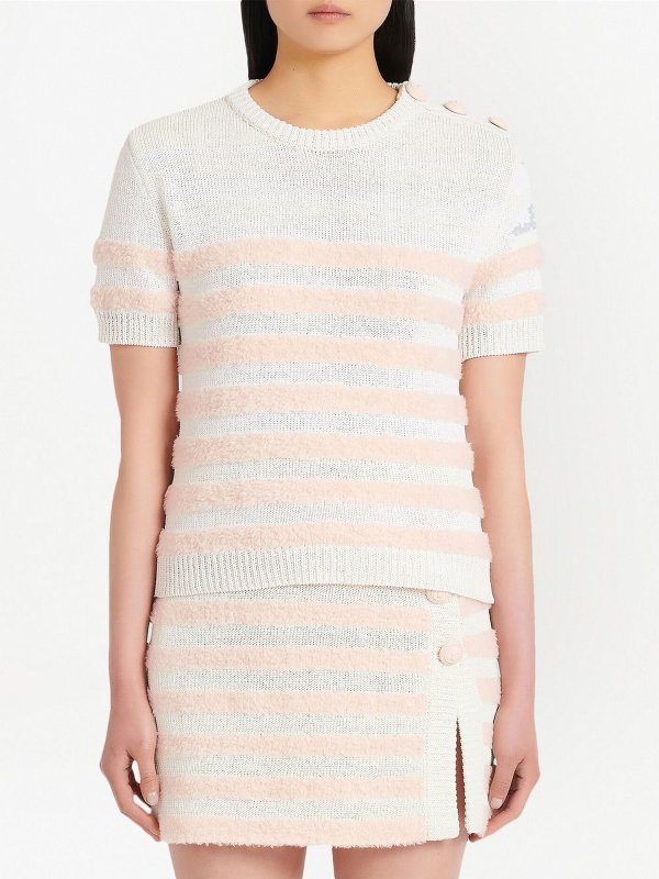 Balmain: Pull col rond online - Pull Col Rond - Blanc
