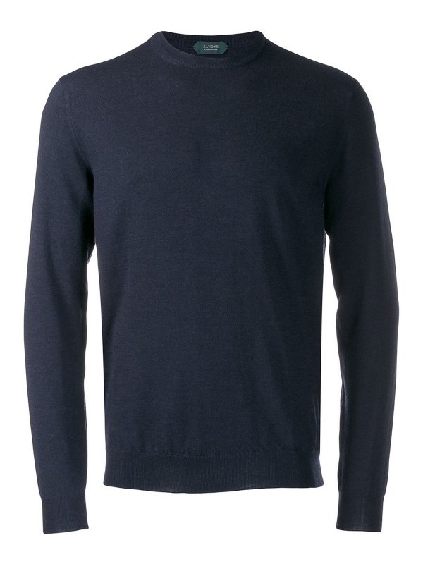 ZANONE: Pull col rond - Pull Col Rond - Bleu