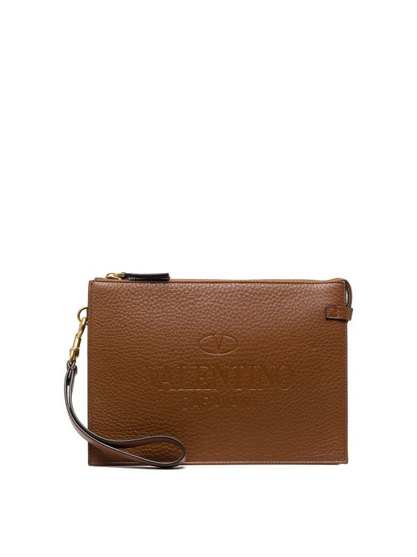 VALENTINO GARAVANI: クラッチバッグ - クラッチバッグ - ブラウン