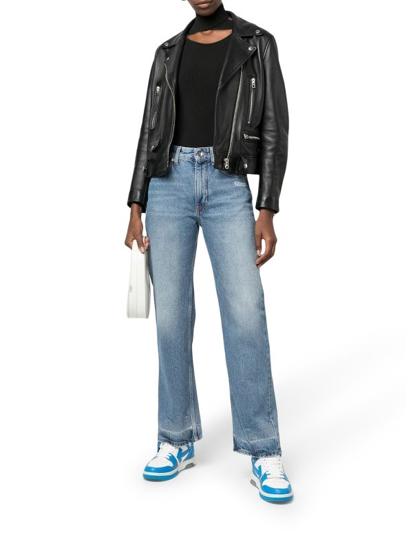 OFF-WHITE: Jeans à jambe droite online - Jean Droit - Bleu Clair