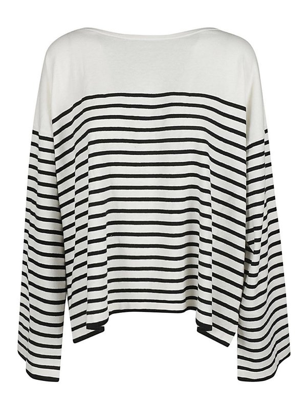 C.T. PLAGE: crew necks - Striped cotton blend pullover