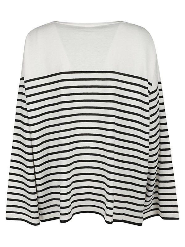 C.T. PLAGE: crew necks online - Striped cotton blend pullover