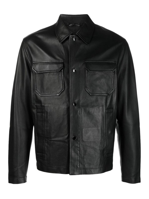 EMPORIO ARMANI: Chaquetas de cuero - Chaqueta De Cuero - Negro