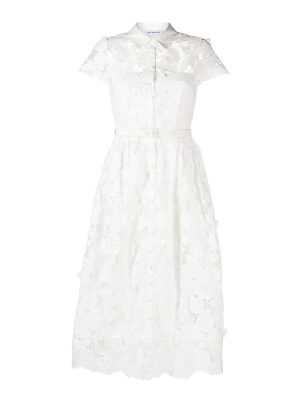 Self Portrait: Vestidos media pierna - Vestido Midi - Blanco